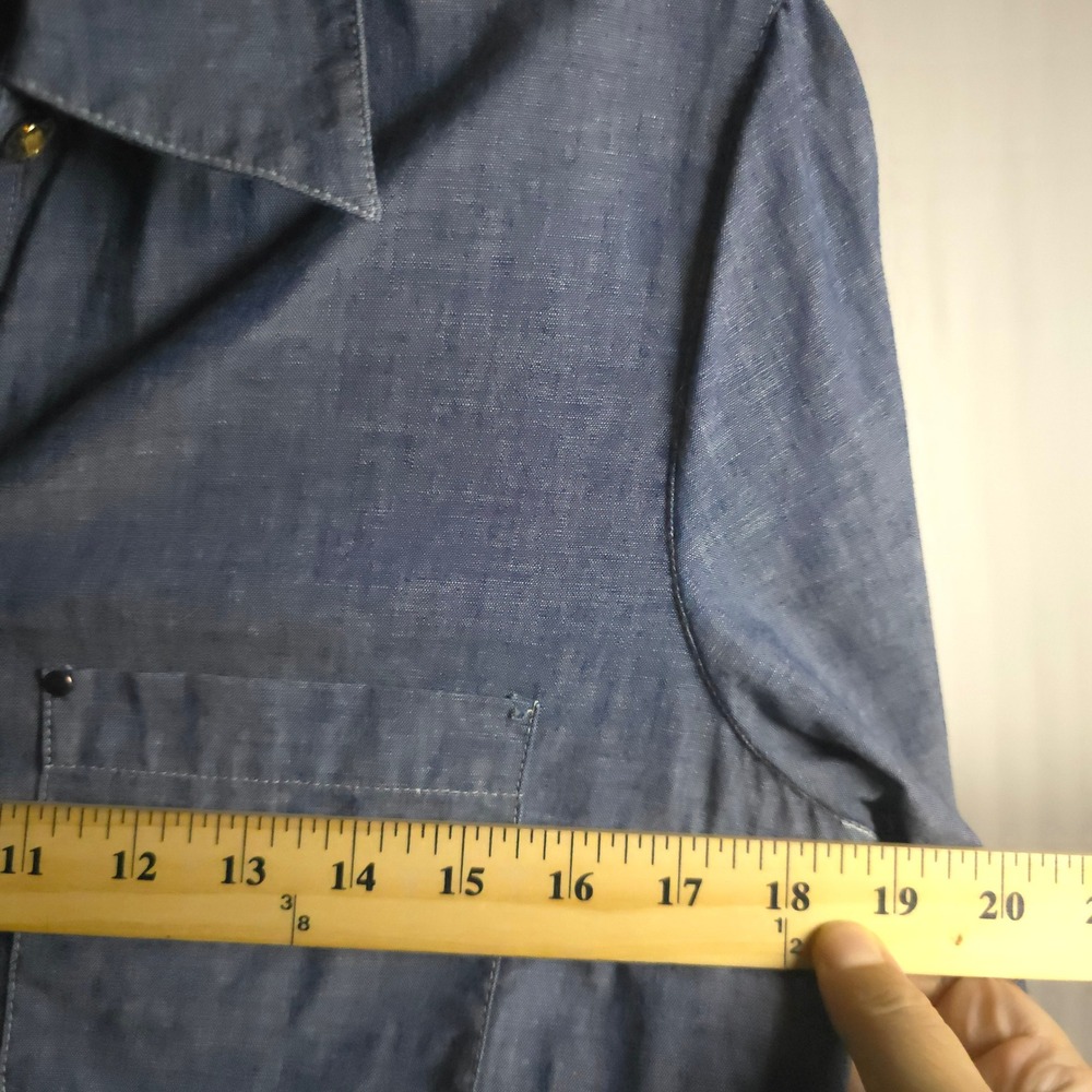 Tory Burch‎ Chambray Button Front Shirt Women's 6 Polished Boho Gold Buttons - Picture 7 of 10